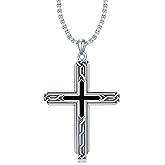 SIMONLY Cross Necklace 925 Sterling Silver Abalone Obsidian Opal Tigers Eye Turquoise Necklace Celtic Knot Lapis lazuli Pendant Protection Catholic Jewelry Religious Christian Gifts for Men Women