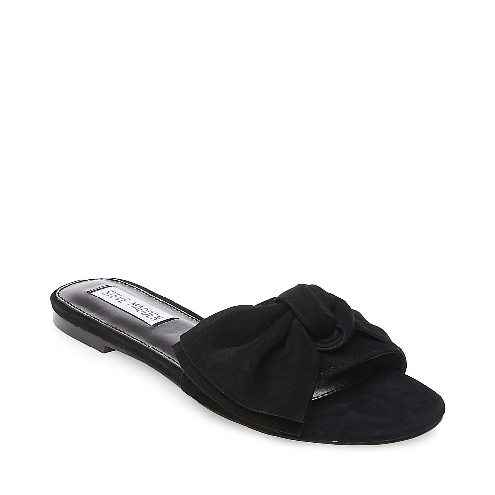 steve madden black bow slides
