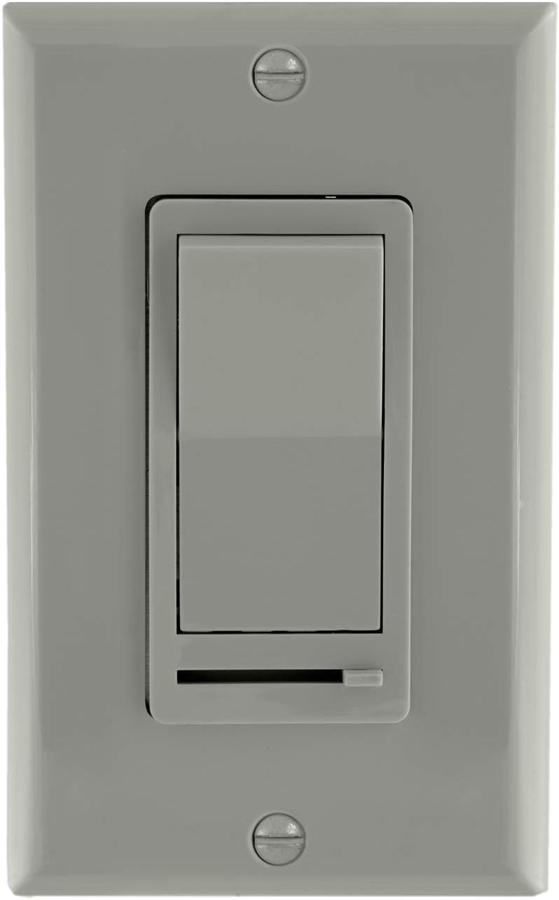 Maxxima 3-Way/Single Pole Decorative LED Slide Dimmer Rocker Switch Electrical light Switch 600 Watt max, LED Compatible, Wall Plate Included (2 Pack) - - 