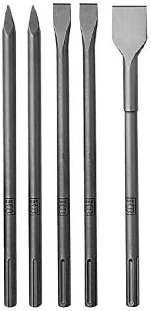 Duss Chisel Hammer Set 5 Pieces (2 x Pointed Chisels, 2 x Flat Chisels, 1 x Spade Chisel, Length 400 mm, for Demolition Hammer/Chisel Hammer) SDXM1