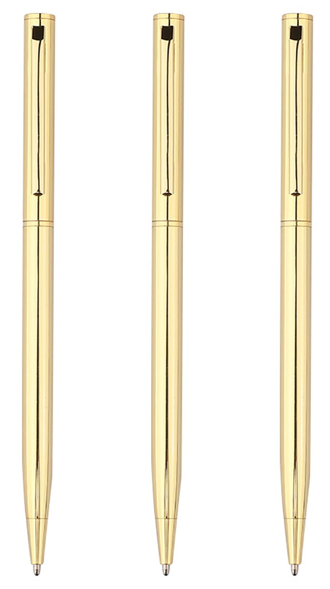 Gullor 3 Pieces Retractable Ballpoint Pen, Slim Metal Pens, 1.0mm Medium Point Black Ink, Gold — image 1