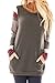 Womens Cotton Striped Casual Sweatshirt Long Sleeve Kangaroo Pocket Color Block Tunic Brown XL
