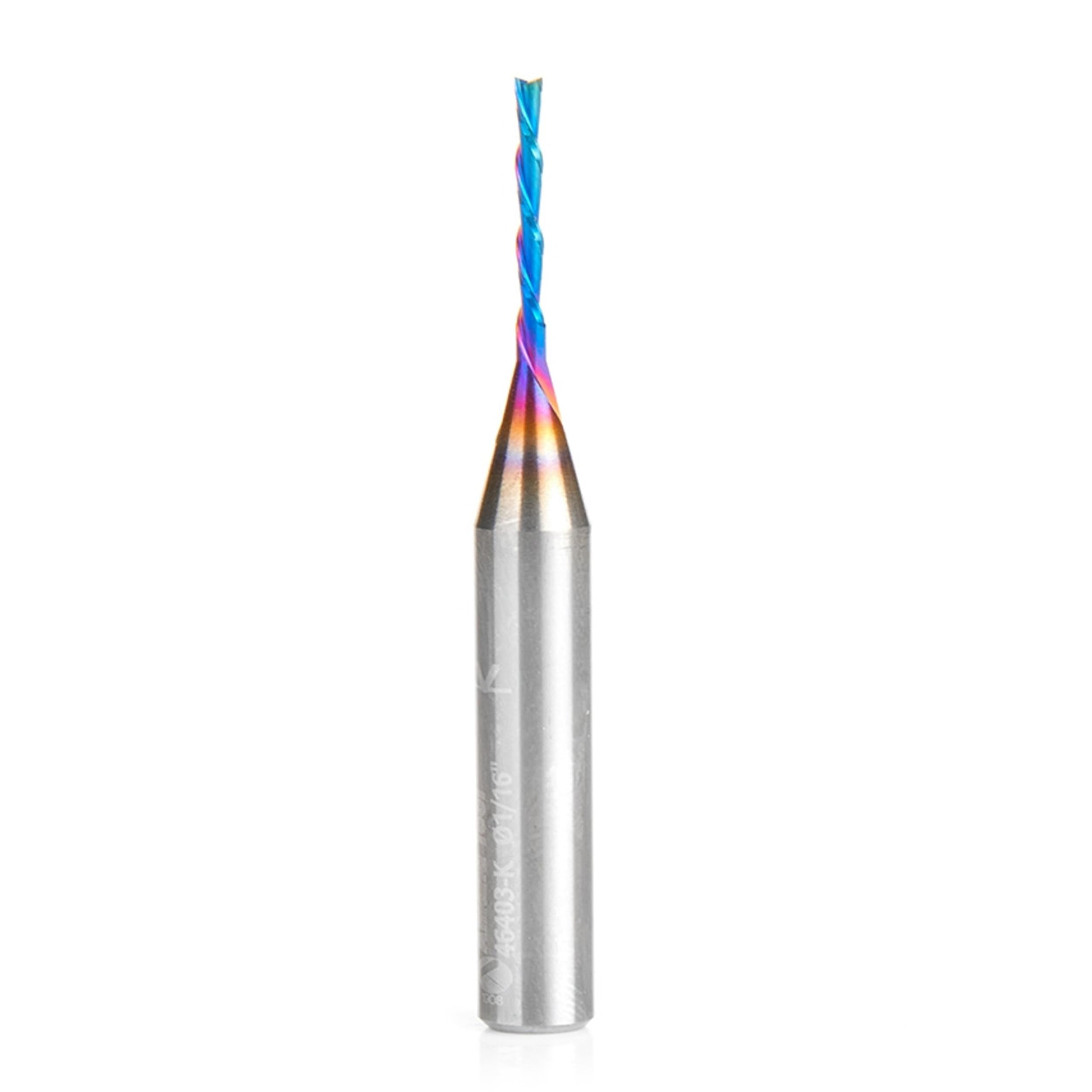Amana Tool 46403-K SC Spektra Extreme Tool Life Coated Spiral Plunge 1/16 Dia x 1/2 CH x 1/4 SHK 2 Inch Long Down-Cut Router Bit