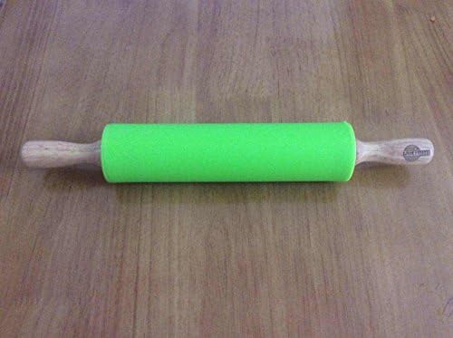 JUKITOO THE BEST SELLING Silicone Rolling Pin Non-stick Surface Wooden Handle Rolling Pin, Silicone Surface Rolling Pin, Wooden Rolling Pin Handle for Rolling Dough, Baking,12 inch (Green)