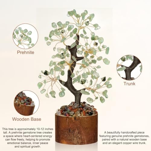 Verde Cristallo Albero della Vita, Albero di Cristallo, Cristalli Curativi, Fengshui Ornamento, Guarigione Meditazione Reiki Portafortuna Regalo, Home Office Decorazione