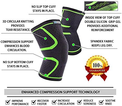 Hykes Knee Support Sleeve For Pain Relief Gym Running Sports Badminton Cycling Squats Nylon Cap Badminton Unisex-Pair (Exra Large)