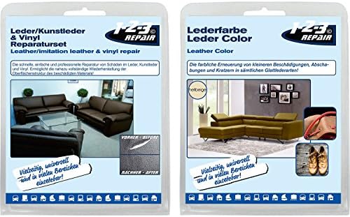 123Repair 2 in 1: Leather Leatherette and Vinyl Repair Kit + Color Dye Leather Light Beige