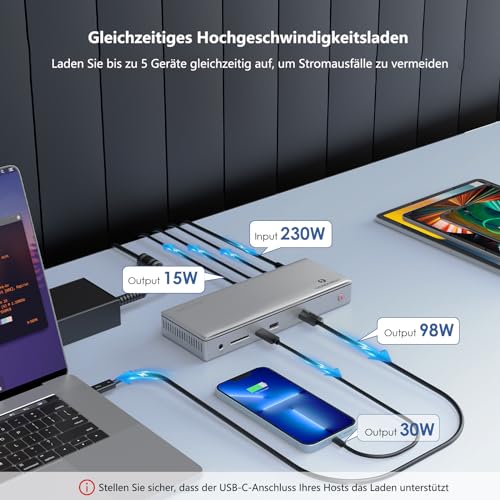 WAVLINK Thunderbolt 4 Dock 98W for MacBook Pro M3/M2/M1 & Windows - 12-in-1 Docking Station with 3x Thunderbolt 4 Ports (40Gbps), Support Single 8K@30Hz or Dual 4K@60Hz, 2.5G Ethernet, 98W PD