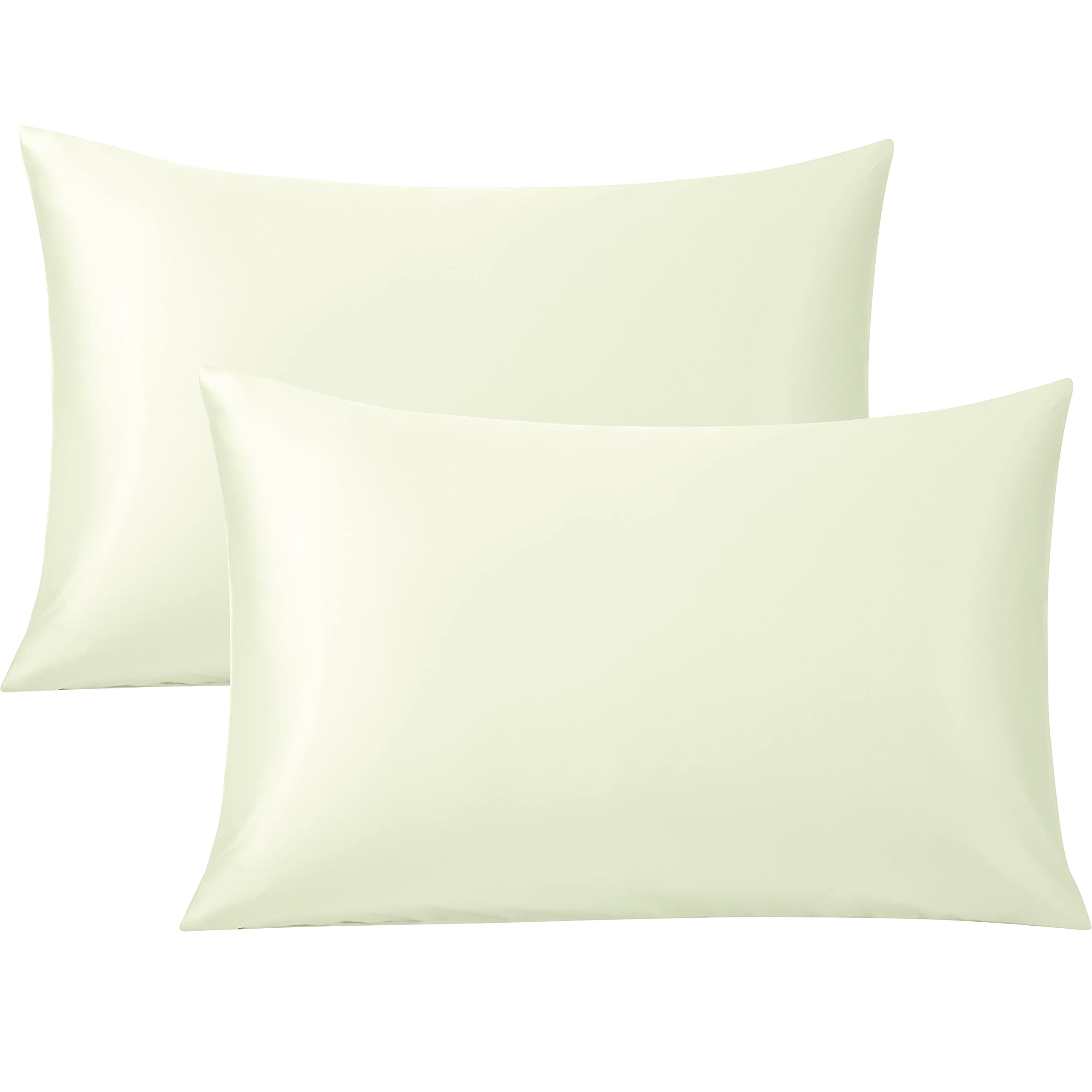 FLXXIE 2 Pack 500 Thread Count 100% Egyptian Cotton Pillowcases, Super Cozy and Breathable Queen Pillow Cases with Envelope Closure, 50x75 cm, Ivory