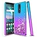 Nokia 3.1 Plus Case,W/[Tempered Glass Screen Protector] Glitter Bling Flowing Liquid Quicksand Waterfall Soft TPU Silicone Non-Slip Shockproof Bumper Protective Phone Case for Girls Women,Teal/Purple…