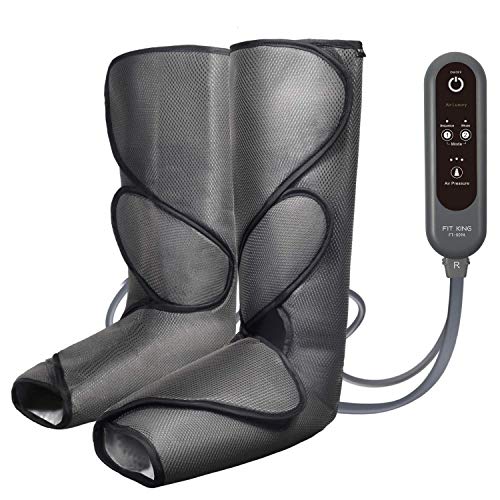 FIT KING Leg Air Massager for Circulation and Relaxation Foot and Calf Massage with Handheld Controller 3 Intensities 2 Modes(with 2 Extensions) (Renewed)
