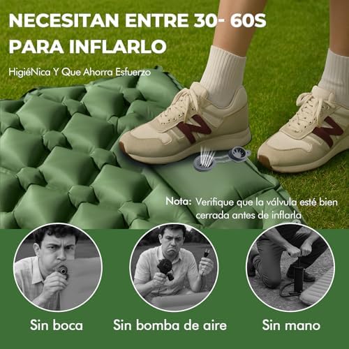 Tapete de campismo ultraleve, colchão de campismo auto-insuflável com almofada, tapete de exterior com bomba de pé, tapete insuflável ultraleve para exterior e caminhadas