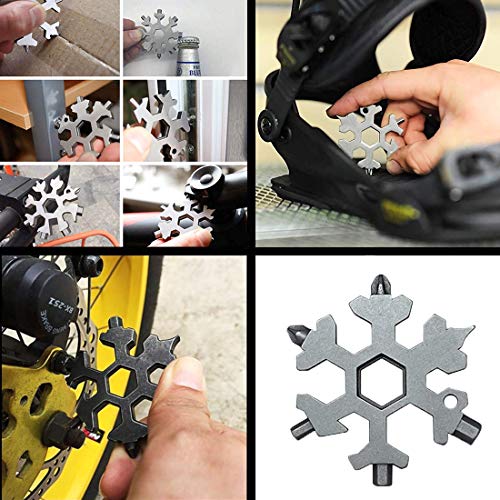 18 In 1 Incredible Tool - Easy N Genius - FEX 18-in-1 Stainless Steel Snowflakes Multi-Tool - 18-in-1 Stainless Multi-tool (Standard, Stainless - Silver)