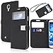 Galaxy S4 Case,Case for Samsung Galaxy i9500,by Ailun,Wallet Case,with S-View Function,PU Leather Case,Credit Card Holder,Flip Cover Skin[Black]