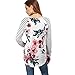 A Blues Man Womens Floral Print Long Striped Sleeve Casual Blouse T Shirt Tops