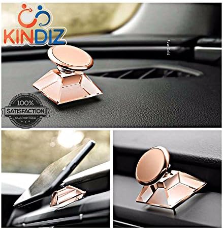 Luxury Car Phone Mount Holder for Cell Phone GPS Tablet 360 Degree Rotation from Dashboard Magnetic Universal Car Mount for Apple iPhone iPod Samsung Galaxy LG HTC Nokia Android Smartpho (Rose Gold)