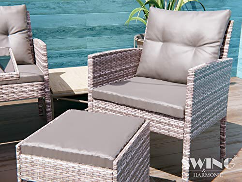 Swing & Harmonie Sitzgruppe Garten - Rattanmöbel Outdoor - Robuste Gartenmöbel - Hochwertige Gartengarnitur - Garten-Essgruppe - Outdoormöbel - Esstisch (grau) – Bild 5