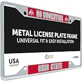 Desert Cactus The Ohio State University License Plate Frame OSU Buckeyes Holder for Front or Back of Car Metal Car Tag Holder Officially Licensed (Slogan 1)