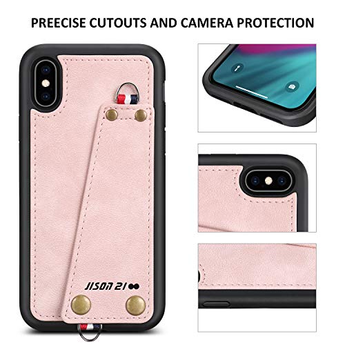 JISON21 iPhone Xs Max Case,iPhone Xs Max Leather Wallet Case with Credit Card Holder Slot, Protective Cover with Crossbody Chain Strap Wrist Strap for Apple iPhone Xs Max 6.5\