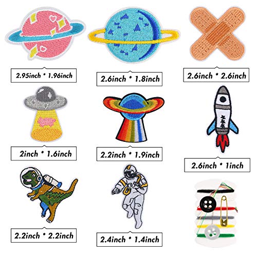 VGOODALL Patches Zum Aufbügeln, 32 Stück 4 Farben Patches Flicken zum Aufbügeln Denim Aufbügelflicken für Jeans, DIY Taschen mit Nähzeug