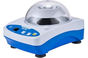 +UXI Mini Centrifuge Machine 6000rpm LCD Digtal Lab Centrifuge with Adjustable Time Fixed Speed and 2 Interchangeable Rotors for 8x0.2/0.4/0.5/1.5/2.0ml Centrifuge Tubes Low Noise-Not for Blood Samples