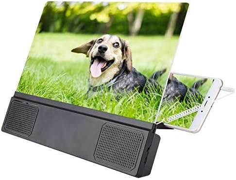 Bewinner 12 inch Mobile Phone Screen Magnifier Amplifier, Fresnel High-Definition Optical Lens Technology/PVC 2.2 Times HD Material,Screen Projectors Expander Holder with a Speaker