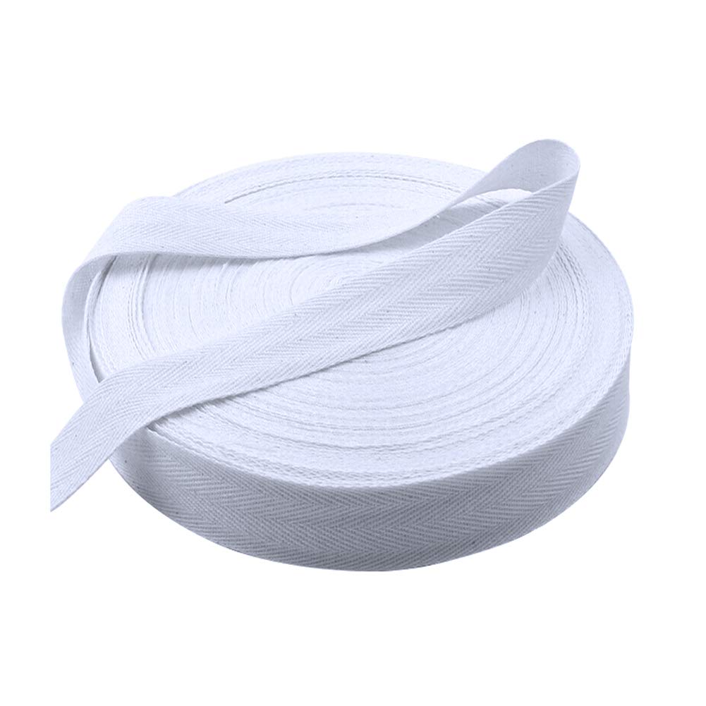 JUHONNZ Bias Binding Tape, 50 Meters Bunting Tape Natural Cotton Tape Webbing Tape Sew Herringbone Roll for Sewing Dressmaking Craft Dressmaking, White 2 cm