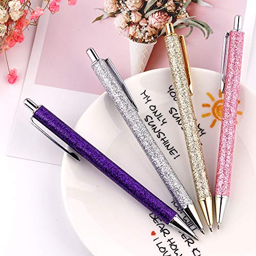Ballpoint Pens, Retractable Black Ink Pens, (1.00 mm) Medium Point Ball Pen for Office Stationery Pack Of 4 Pens and Refills (Click Pens - 4 Pack)