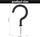 Rowwait 6Pcs Screw Hooks Ceiling Hooks Black Vinyl Coated Utility Hooks view 2