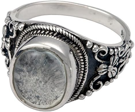 Cremation Memorial Jewelry: Sterling Silver Glass Front Ring-Size 8
