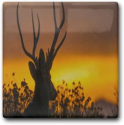 Linpark Reindeer Sun Set Square Drink Coaster Holder Cup Mats Ceramics 11cm