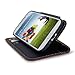 Brown/ Navy Blue Exclusive Cellto Faux Leather Diary Flip Case W/ ID Slots & Bill Fold + Free Lcd Screen Protector Cover Kit Film For Samsung Galaxy S4