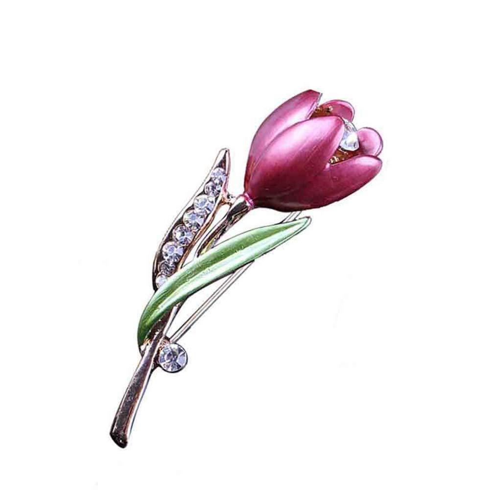 AILUOR Women's Elegant Enamel Tulip Flower Brooch Pin Purple Adjustable