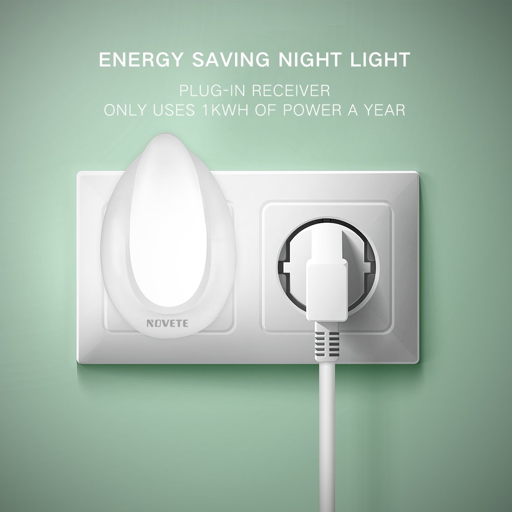 NOVETE Ecody Wireless Doorbell with LED Light, Door Chime Kit w/ Kinetic Self Powered (No Battery Required) and IP7 Waterproof Weatherproof (Immersible in water) Transmitter