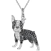 OSCCI Crystal Boston Terrier Pendant Necklace, Cartoon Animal Dog Necklace, Jewelry For Pet Lovers