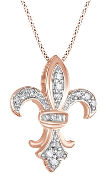 Affy 14 Ct Cubic Zirconia Fleur De Lis Pendant Necklace In 14k Gold Over Sterling Silver