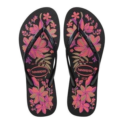 Havaianas - Slim Organic, Elegant, Durable and Versatile Flip Flops with Non-Slip Sole, Women, Black Grey Gold, 39 EU