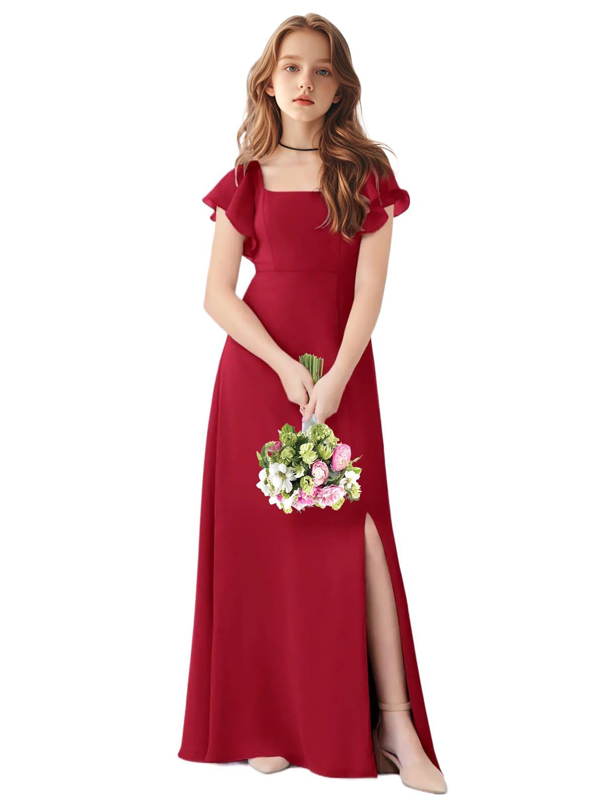 TAISHAN Junior Bridesmaid Dress for Wedding Ruffle