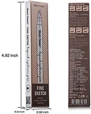 Eyebrow Pen, 2018 Professional Tattoo Eyebrow Pen with Four Tips Long-lasting Waterproof Brow Gel for Eyes Makeup (03#)