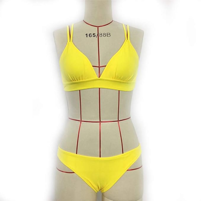 Women es Two Pieces Swimsuit with Chest Pad Sexy Fashion Soft Petite Bikini Sets Top with Shirred Cutout Triangle Briefs Stre