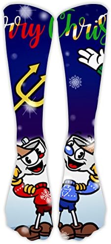 Cup-Head Christmas Christmas Unisex Family High Knee Stockings Original Design Long Socks