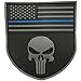 SpaceAuto 3D PVC Rubber Shield Shape American Flag w/ Police Thin Blue Line Law Enforcement Skull Military Army Tactical Morale Badge Subdued Patch 3.35