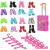 Barwa Gift Sets 10 Clothes Hangers + 10 Shoes + 1 Suit Case for Barbie doll