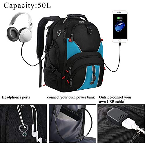 Large Travel Backpack, TSA Laptop Backpack with USB Port, Durable Big School Bookbag for Women Men, Anti Theft Lightweight Business Computer Backpack with Luggage Sleeve, Fits 17 inch Laptop&Notebook