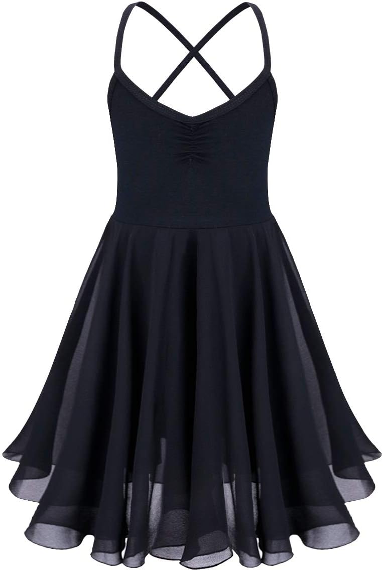 Freebily Girls Gymnasitc Ballet Dance Leotard Dress Chiffon Skirt Ballerina Outfit Lyrical Dancewear Costume