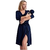 Galabloomer Maternity Robe and Baby Receiving Blanket, Matching Mommy Labor Delivery Robe and Swaddle Set