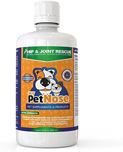 My Pet Nose Hip &amp; Joint Liquid Supplement Includes Glucosamine Chondroitin, MSM and Hyaluronic Acid for Dogs, 32 oz