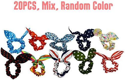 PREFER BEAUTY - 20PCS cute Rabbit Ears Hair Ties perfectly for Little Girls &amp; Ladies, Elastic Ropes Ponytail Holder, Random Color &amp; patterns
