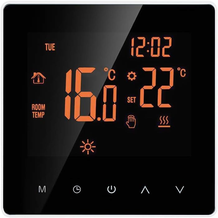 undefined Smart Thermostat Digital Temperature Controller LCD Display Touch Screen Week Programmable Electric Floor Heating Thermostat for Home School Office Hotel 16A