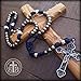 Rugged Faith Over Fear Paracord Rosary with Acid Blue Cord